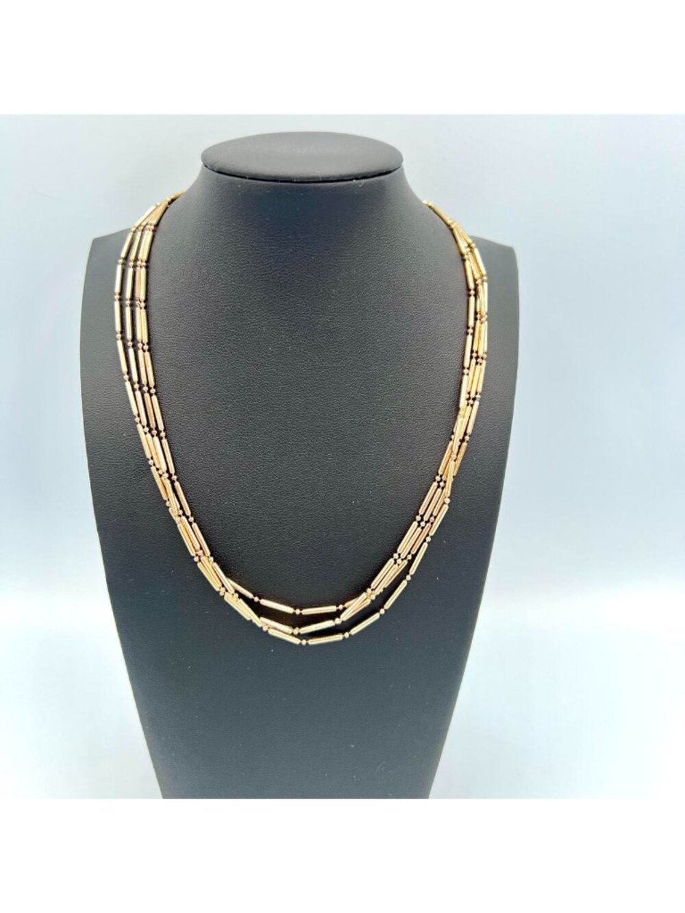 Vintage Liz Claiborne Gold Bar Link Choker Necklace